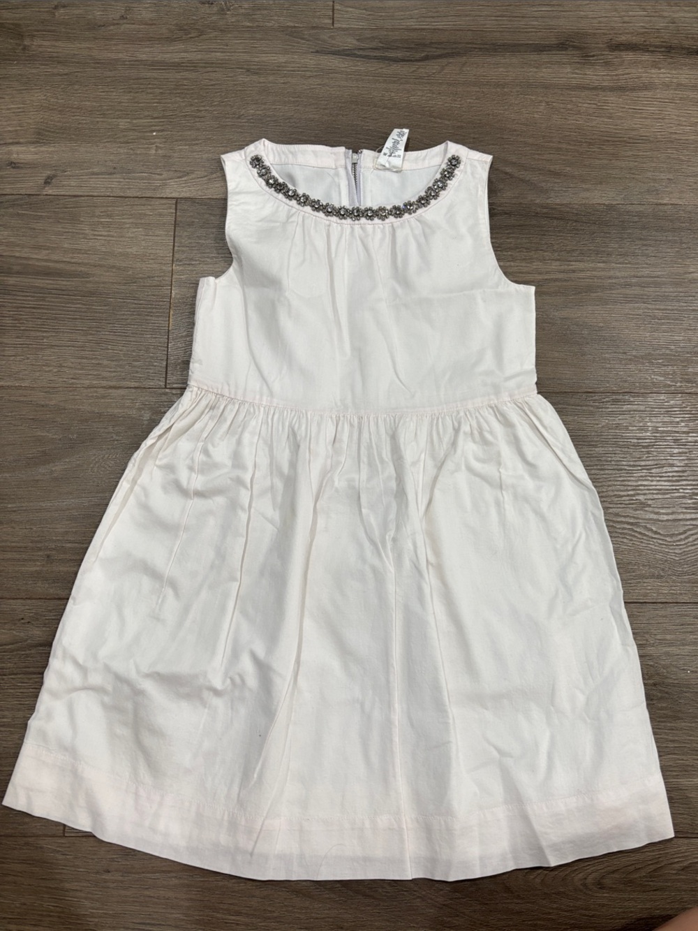 J. Crew Ivory Sleeveless Dress with Beaded Neckline